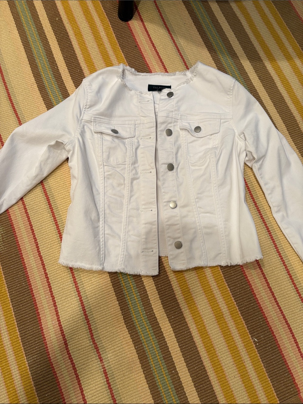 White Talbots Jean Jacket Small Petite